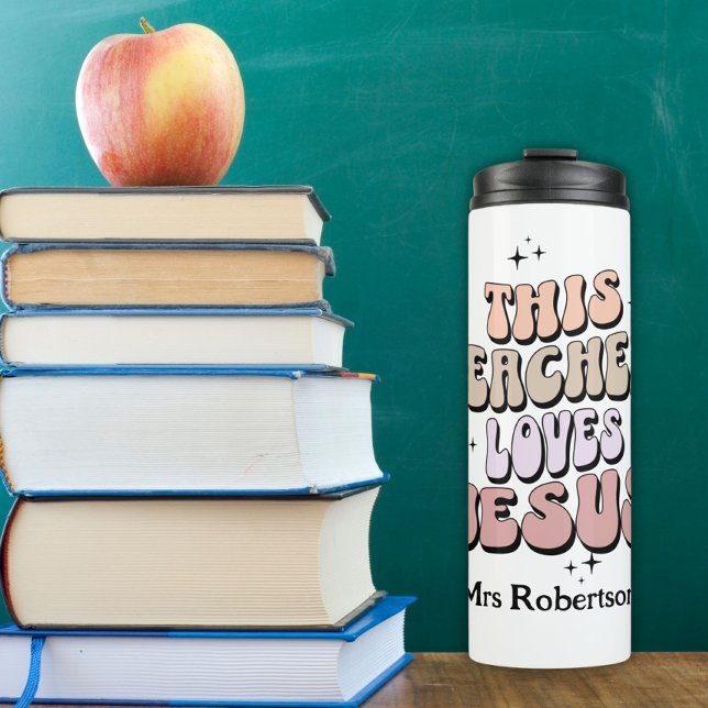 Personalised retro faith teacher appreciation  thermal tumbler (Creator Uploaded)