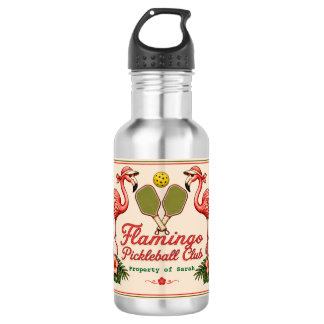 Personalised Retro Flamingo Pickleball Water Bottl 532 Ml Water Bottle