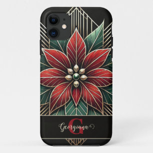 Personalised Retro Floral Art Deco Poinsettia Case-Mate iPhone Case