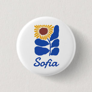 Personalised Retro Floral Daisy Custom Name Gift 3 Cm Round Badge