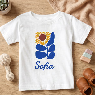 Personalised Retro Floral Daisy Custom Name Gift Baby T-Shirt