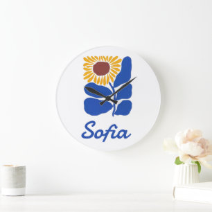 Personalised Retro Floral Daisy Custom Name Gift Large Clock