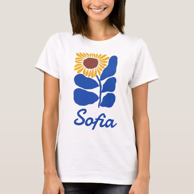 Personalised Retro Floral Daisy Custom Name Gift T-Shirt (Front)