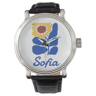 Personalised Retro Floral Daisy Custom Name Gift Watch