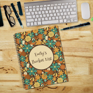 Personalised Retro Flower Power Spiral Journal