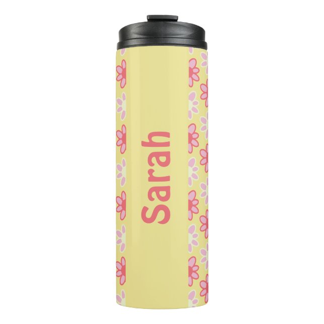 Personalised retro flower Thermal Tumbler (Front)