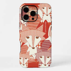 Personalised Retro Fox Art Red Retro iphone 5 16 Pro Max Case