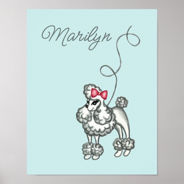 Personalised Retro French Poodle Poster Art (Front)