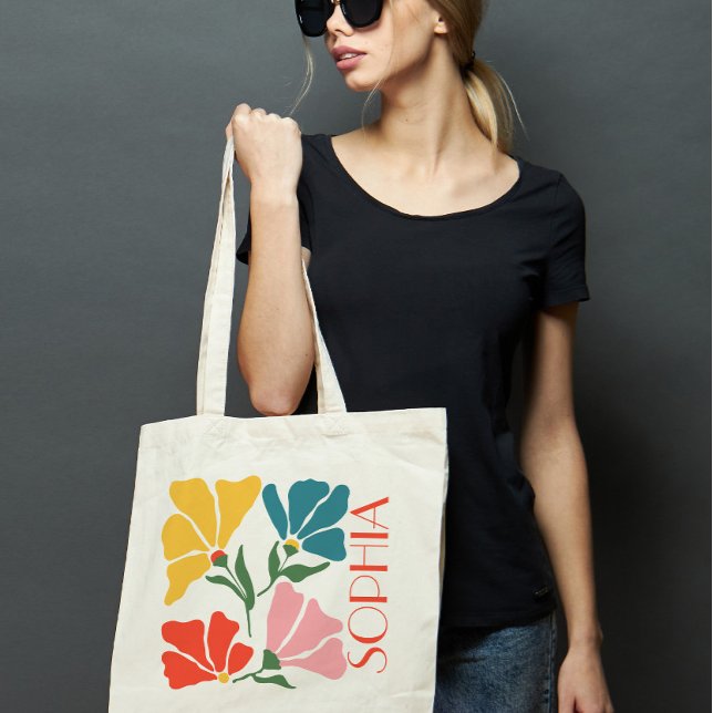 Personalised Retro Funky Flower Gift Tote Bag (Creator Uploaded)