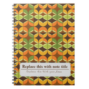 Personalised Retro Funky Orange-Avocado Green Notebook