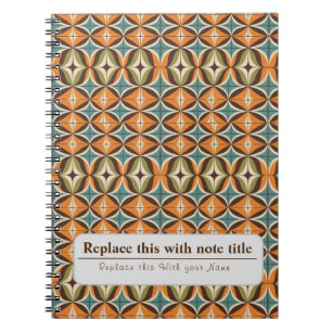 Personalised Retro Funky Orange-Brown Notebook
