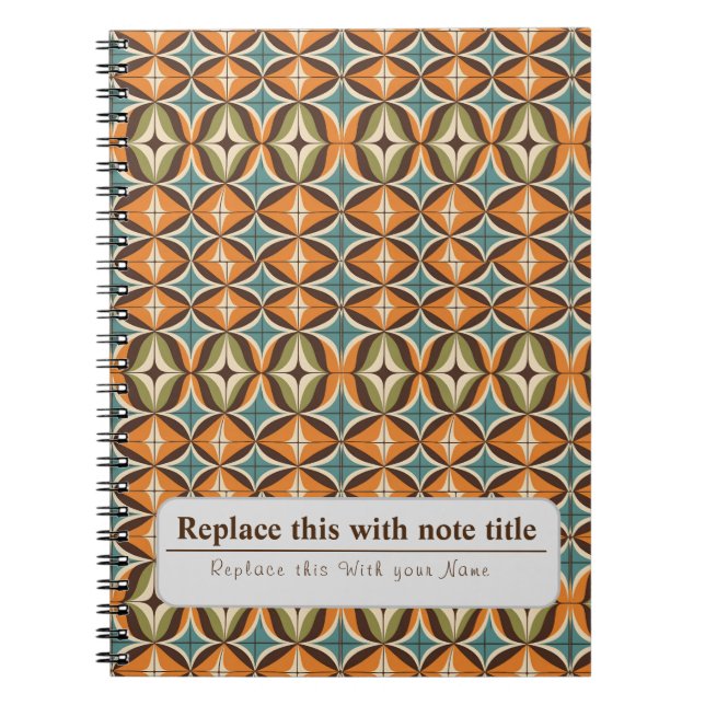 Personalised Retro Funky Orange-Brown  Notebook (Front)
