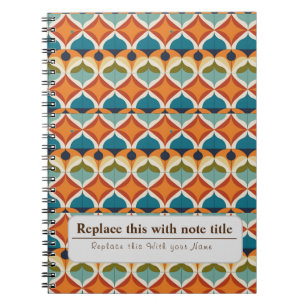Personalised Retro Funky Orange-Teal Notebook