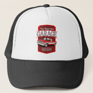 personalised retro garage c10 trucker hat