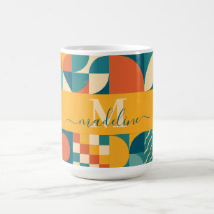 Personalised Retro Geometric Colourful Coffee Mug