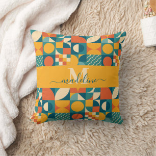 Personalised Retro Geometric Colourful  Cushion