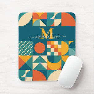 Personalised Retro Geometric Colourful  Mouse Pad