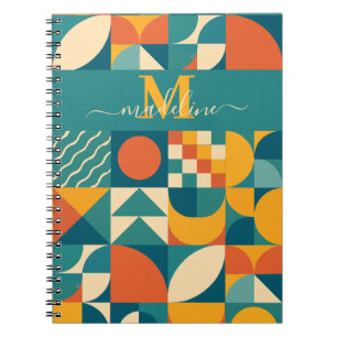 Personalised Retro Geometric Colourful Notebook