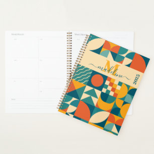 Personalised Retro Geometric Colourful  Planner