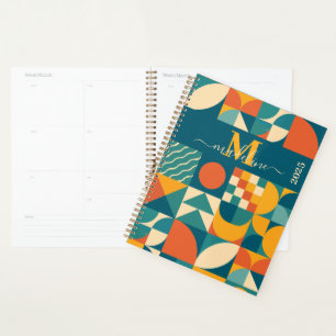 Personalised Retro Geometric Colourful Planner