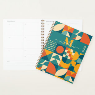 Personalised Retro Geometric Colourful Planner