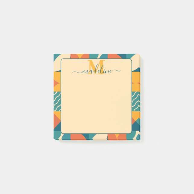 Personalised Retro Geometric Colourful  Post-it Notes (Front)