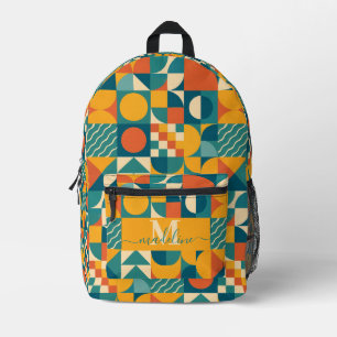 Personalised Retro Geometric Colourful  Printed Backpack