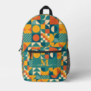 Personalised Retro Geometric Colourful  Printed Backpack