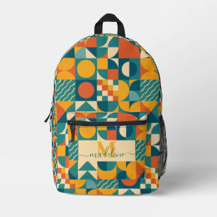 Personalised Retro Geometric Colourful  Printed Backpack