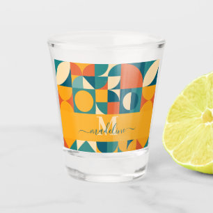 Personalised Retro Geometric Colourful  Shot Glass
