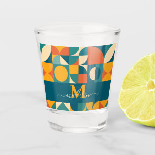 Personalised Retro Geometric Colourful Shot Glass