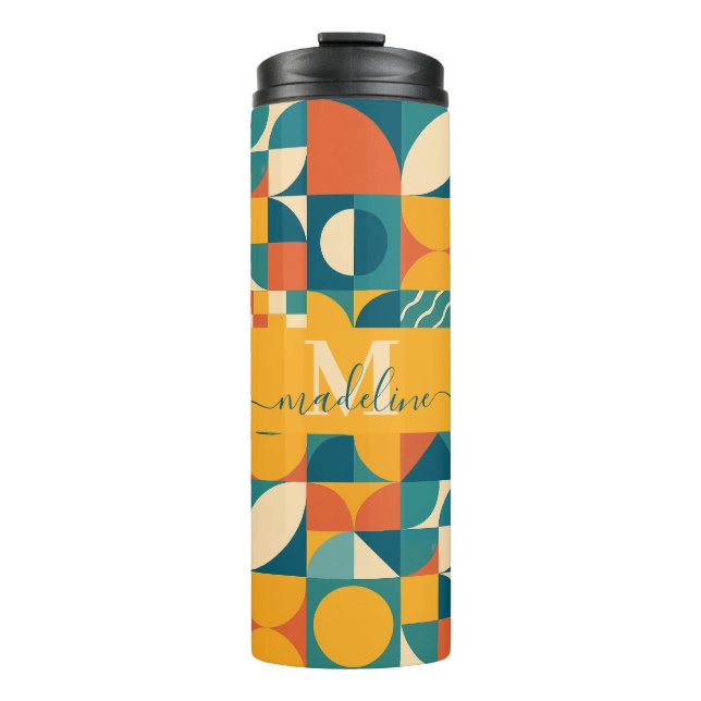 Personalised Retro Geometric Colourful  Thermal Tumbler (Front)