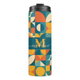 Personalised Retro Geometric Colourful  Thermal Tumbler
