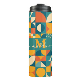 Personalised Retro Geometric Colourful  Thermal Tumbler