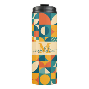 Personalised Retro Geometric Colourful  Thermal Tumbler