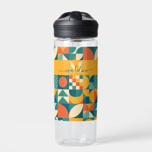 Personalised Retro Geometric Colourful Water Bottle
