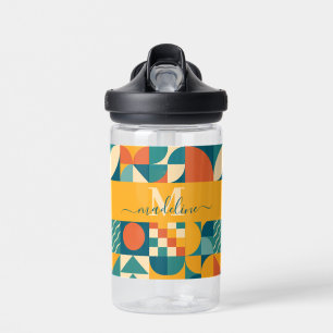Personalised Retro Geometric Colourful  Water Bottle