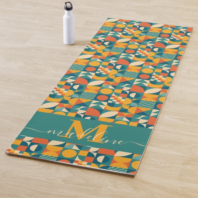 Personalised Retro Geometric Colourful  Yoga Mat (In Situ)