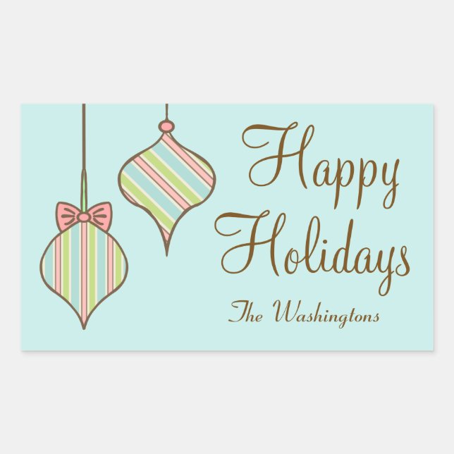 Personalised Retro Holiday Ornaments Gift Stickers (Front)