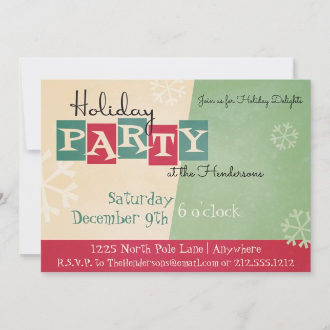 Personalised Retro Holiday Party Invitation (Front)