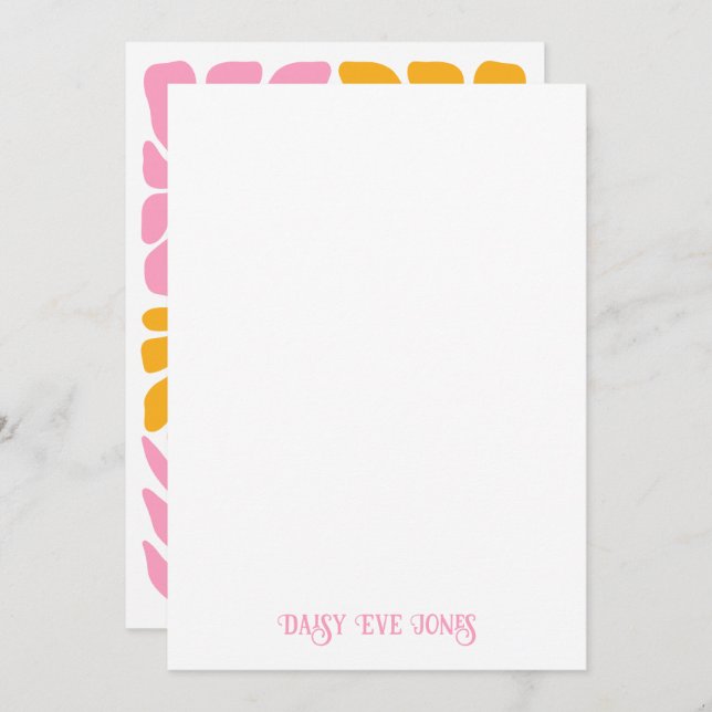 Personalised Retro Hot Pink Orange Floral Motif Card (Front/Back)