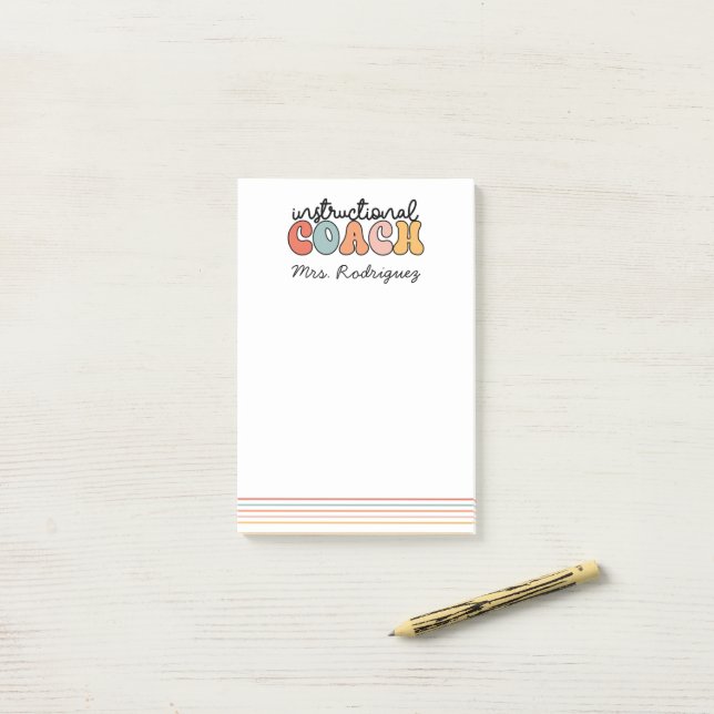 Personalised Retro Instructional Coach Post-it Notes (On Desk)