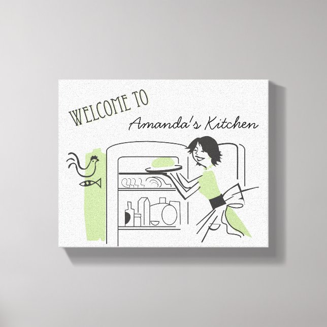 Personalised Retro Kitchen  |  Canvas Decor (Front)