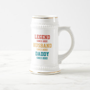 Personalised Retro Legend Husband Daddy Gift Beer Stein