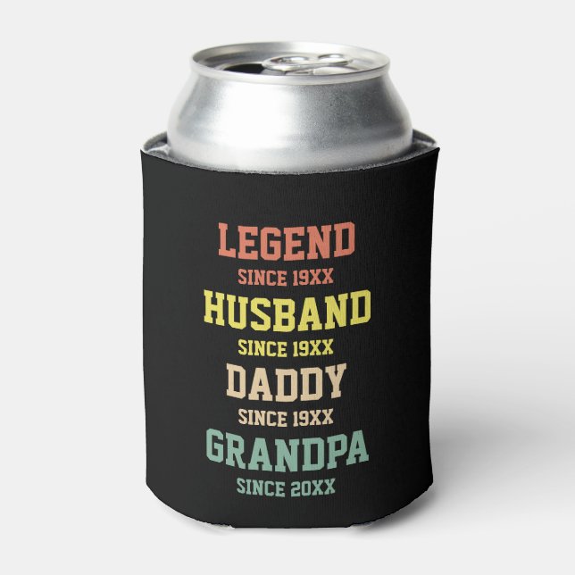 Personalised Retro Legend Husband Daddy Grandpa Can Cooler (Can Front)