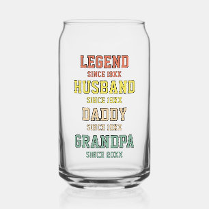 Personalised Retro Legend Husband Daddy Grandpa  Can Glass