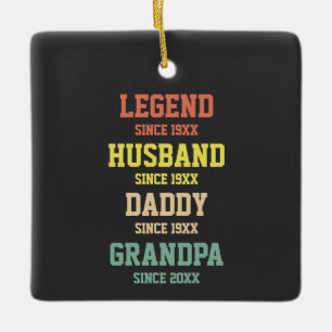 Personalised Retro Legend Husband Daddy Grandpa Ceramic Ornament