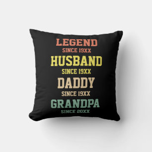 Personalised Retro Legend Husband Daddy Grandpa Cushion