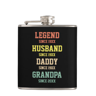 Personalised Retro Legend Husband Daddy Grandpa Hip Flask