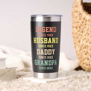 Personalised Retro Legend Husband Daddy Grandpa Insulated Tumbler